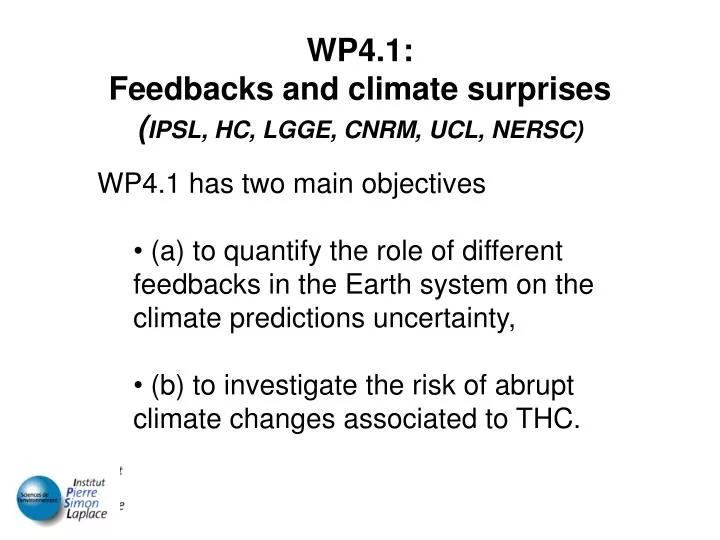 wp4 1 feedbacks and climate surprises ipsl hc lgge cnrm ucl nersc