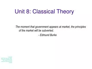 Unit 8: Classical Theory