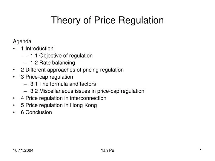 theory of price regulation
