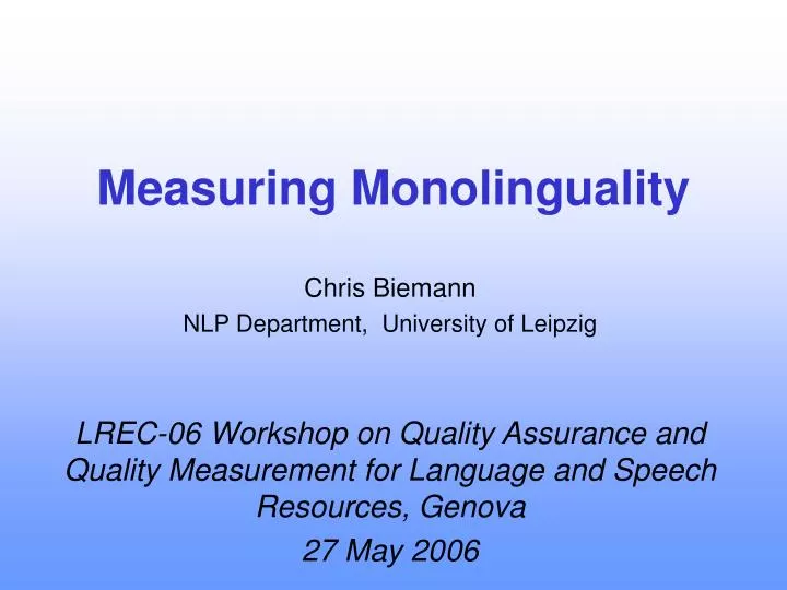 measuring monolinguality