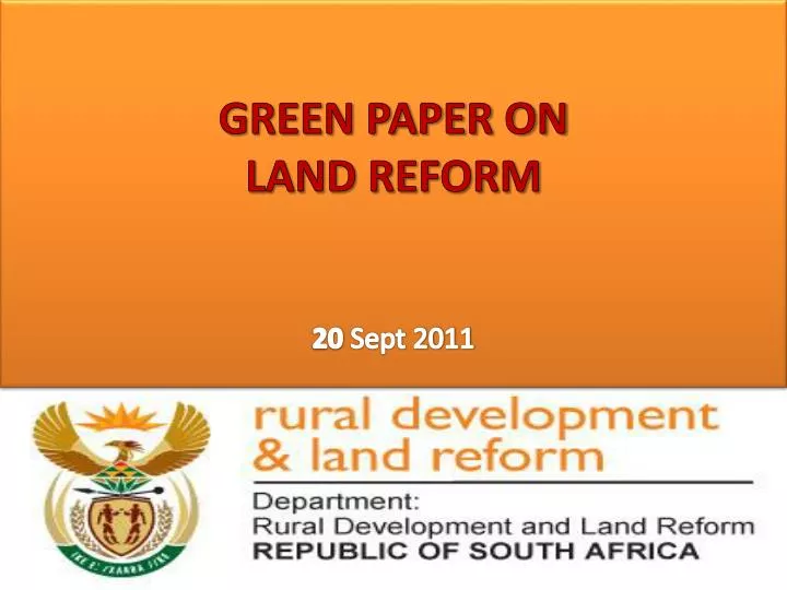 green paper on land reform 20 sept 2011