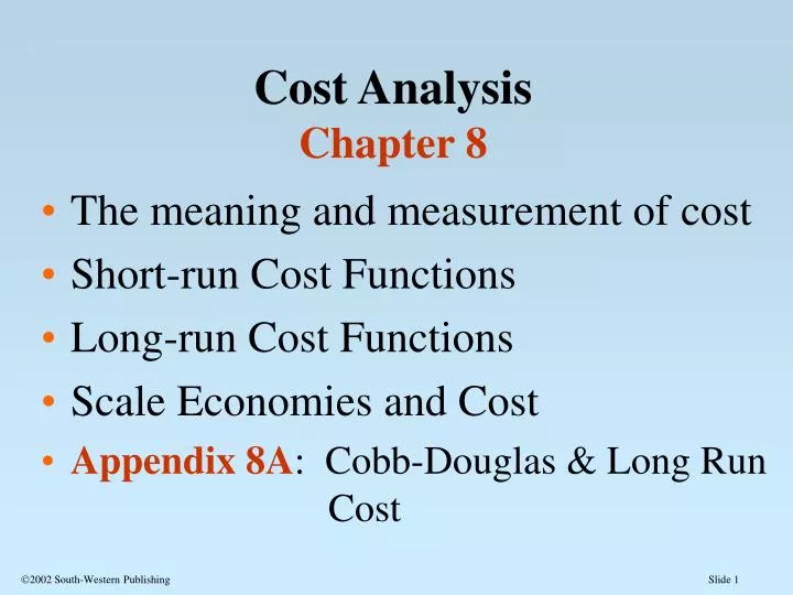 cost analysis chapter 8