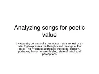 Analyzing songs for poetic value