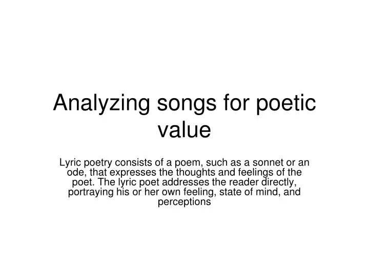 analyzing songs for poetic value