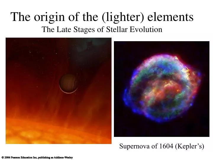 the origin of the lighter elements the late stages of stellar evolution