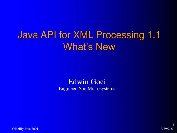 java api for xml processing 1 1 what s new