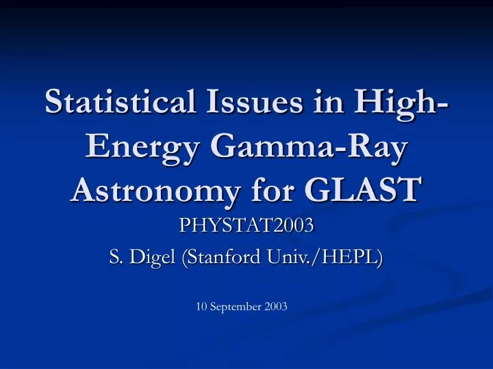 statistical issues in high energy gamma ray astronomy for glast