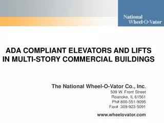 ADA COMPLIANT ELEVATORS AND LIFTS IN MULTI-STORY COMMERCIAL BUILDINGS