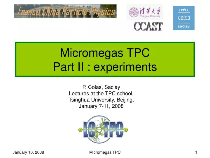 micromegas tpc part ii experiments