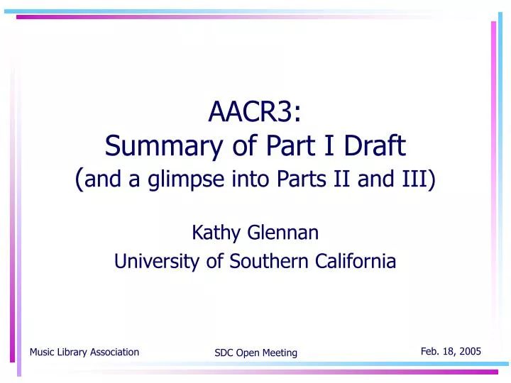 aacr3 summary of part i draft and a glimpse into parts ii and iii