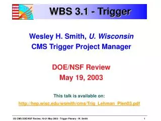 WBS 3.1 - Trigger