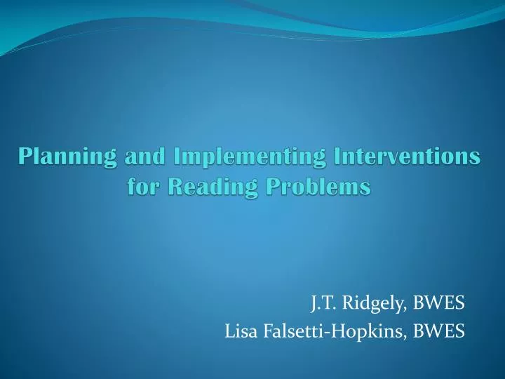planning and implementing interventions for reading problems