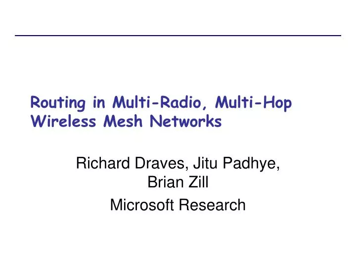 routing in multi radio multi hop wireless mesh networks