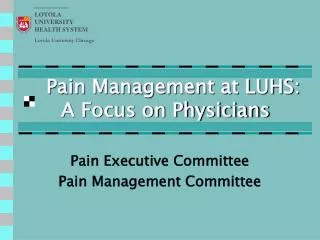 Pain Management at LUHS: A Focus on Physicians