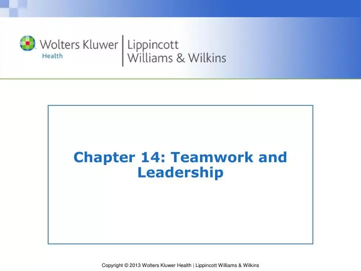 chapter 14 teamwork and leadership