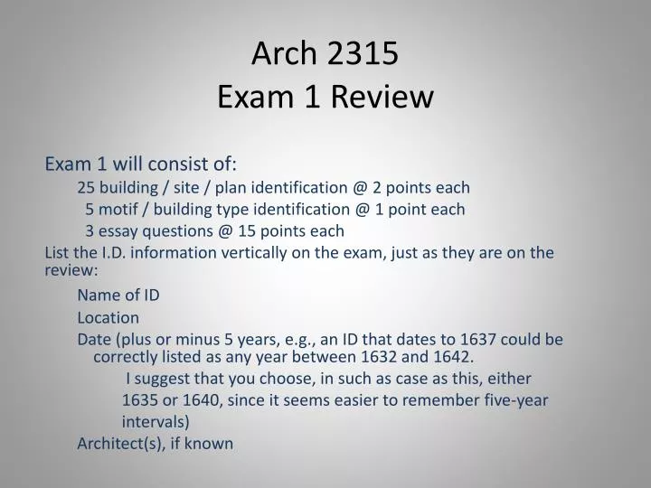 arch 2315 exam 1 review