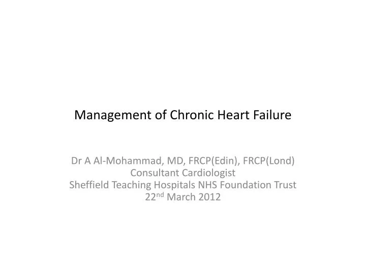 management of chronic heart failure