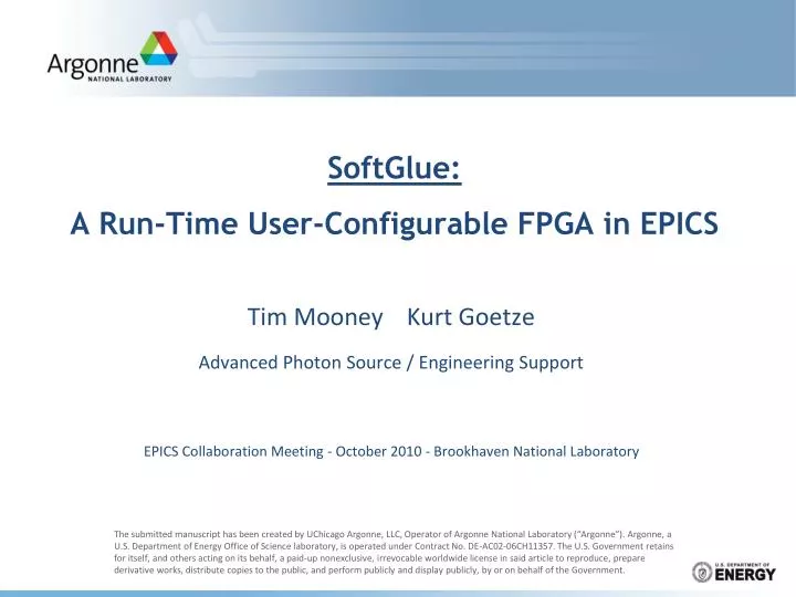 softglue a run time user configurable fpga in epics