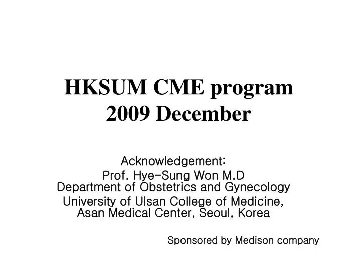 hksum cme program 2009 december