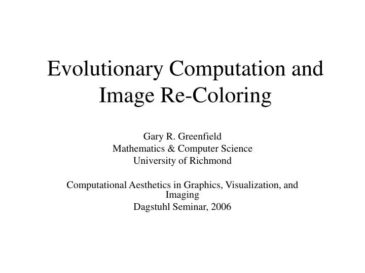 evolutionary computation and image re coloring