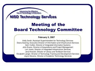 Meeting of the Board Technology Committee