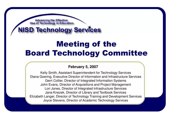 meeting of the board technology committee
