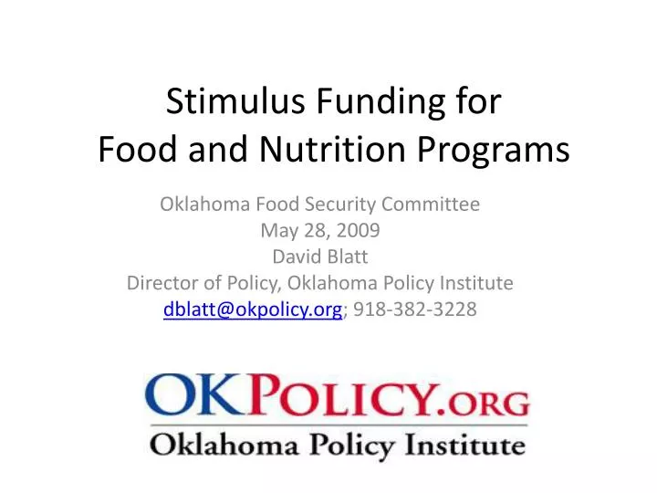 stimulus funding for food and nutrition programs