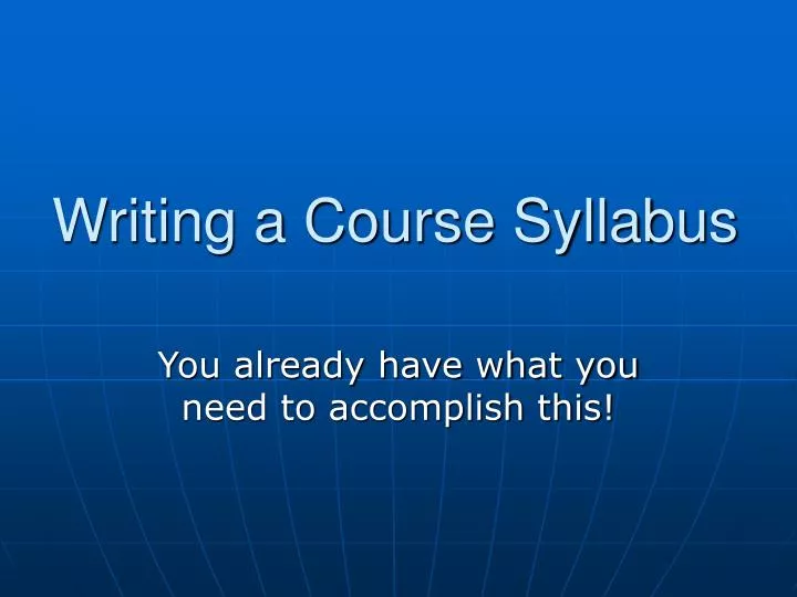 writing a course syllabus