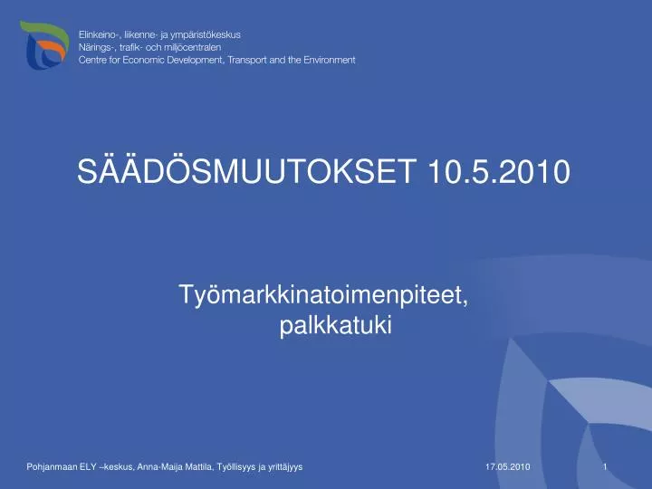 s d smuutokset 10 5 2010