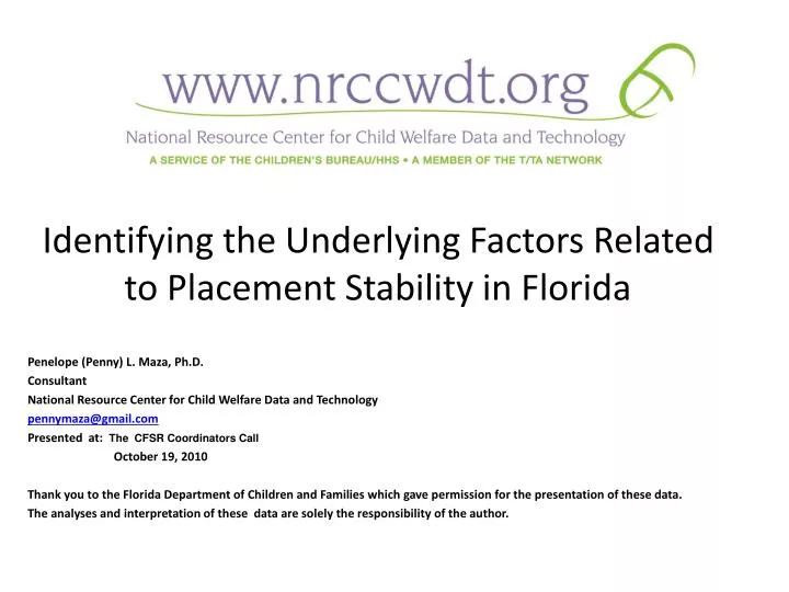 identifying the underlying factors related to placement stability in florida