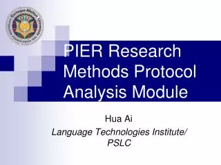 PIER Research Methods Protocol Analysis Module