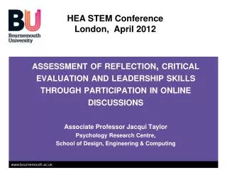 HEA STEM Conference London, April 2012