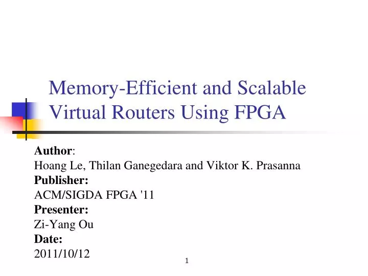 memory efficient and scalable virtual routers using fpga