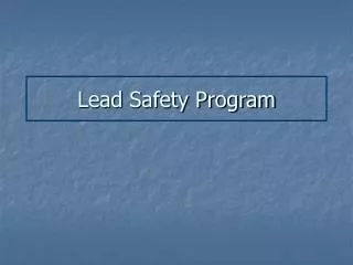 Lead Safety Program