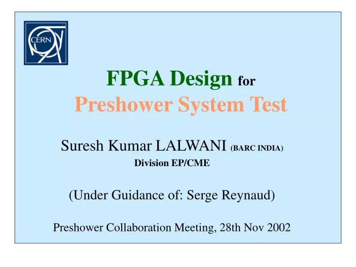 fpga design for preshower system test