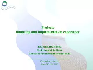 Projects financing and implementation experience
