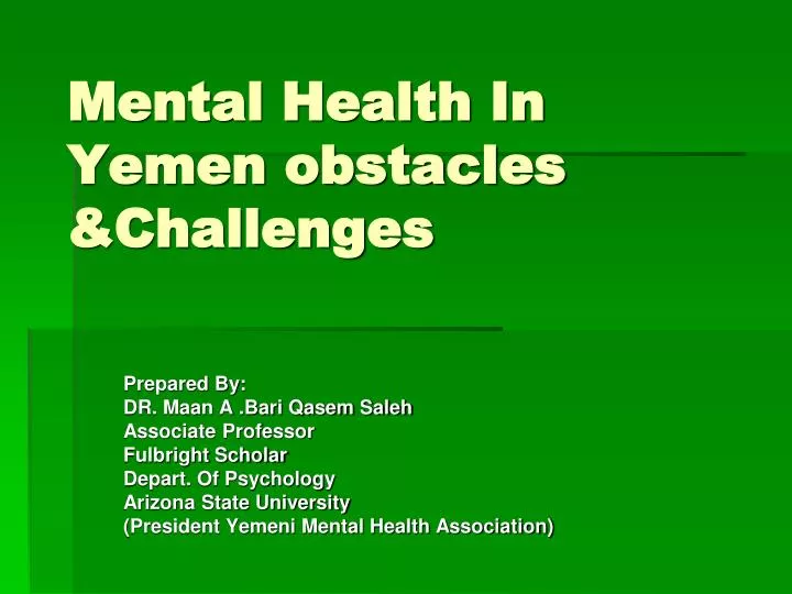 mental health in yemen obstacles challenges