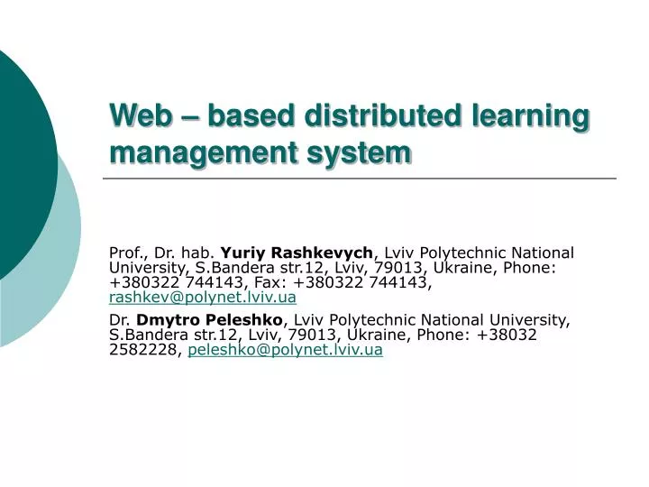 web based distributed learning management system