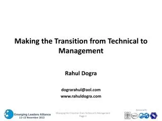 Making the Transition from Technical to Management