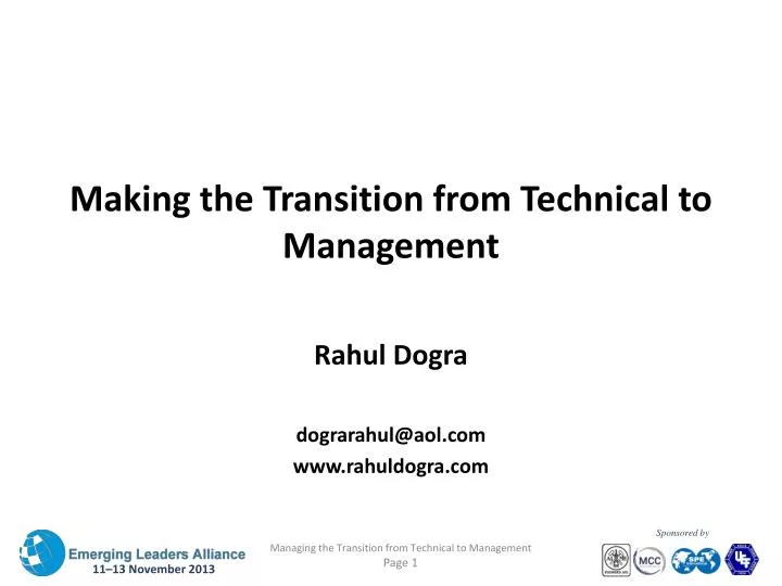 making the transition from technical to management