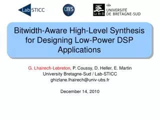Bitwidth-Aware High-Level Synthesis for Designing Low-Power DSP Applications