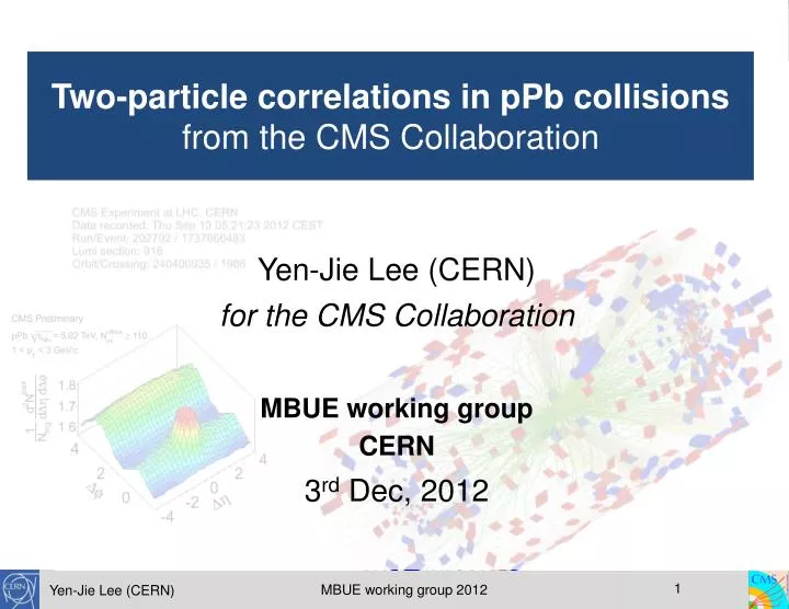 yen jie lee cern for the cms collaboration mbue working group cern 3 rd dec 2012