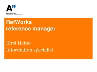 RefWorks reference manager