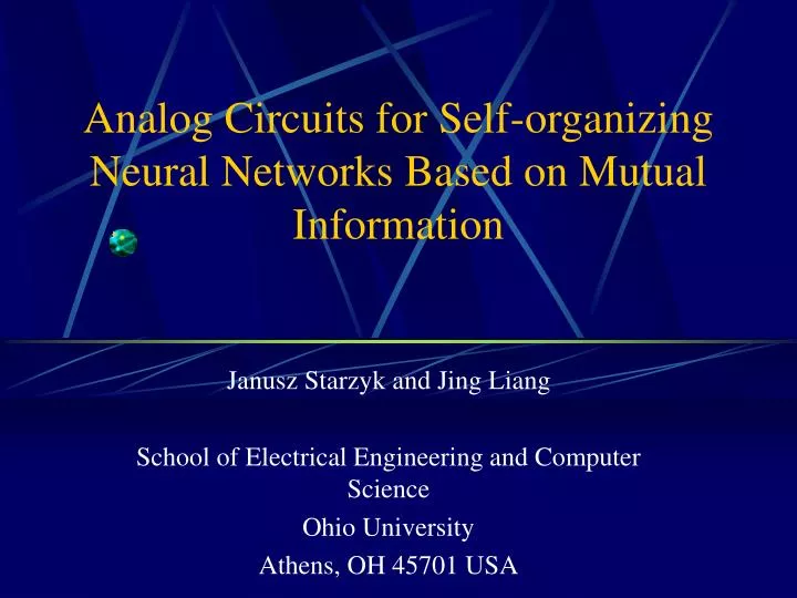analog circuits for self organizing neural networks based on mutual information
