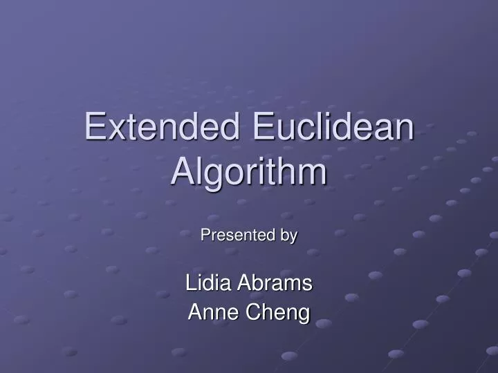 extended euclidean algorithm