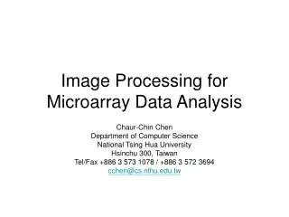 Image Processing for Microarray Data Analysis