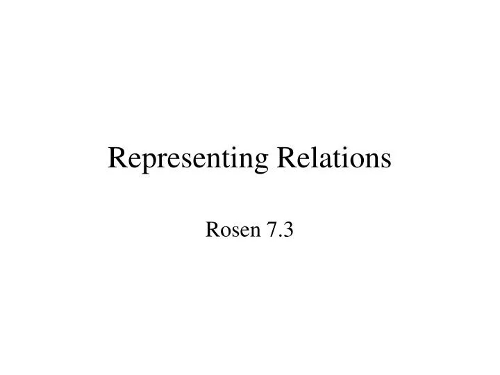 representing relations