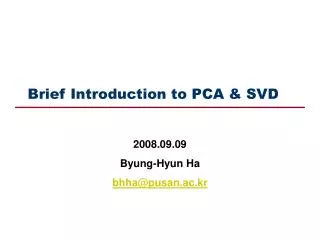 brief introduction to pca svd