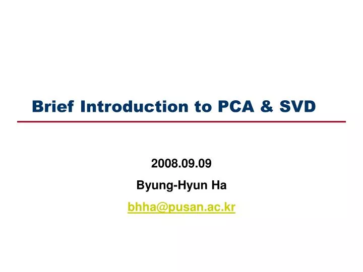 brief introduction to pca svd