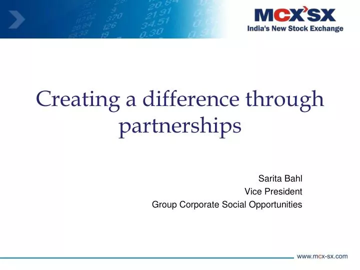 creating a difference through partnerships